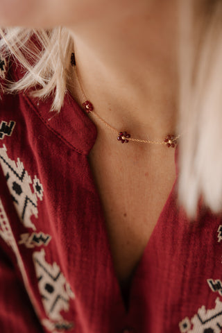 Collier Flora bordeaux