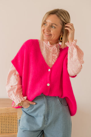 Gilet sans manches Angie rose fluo